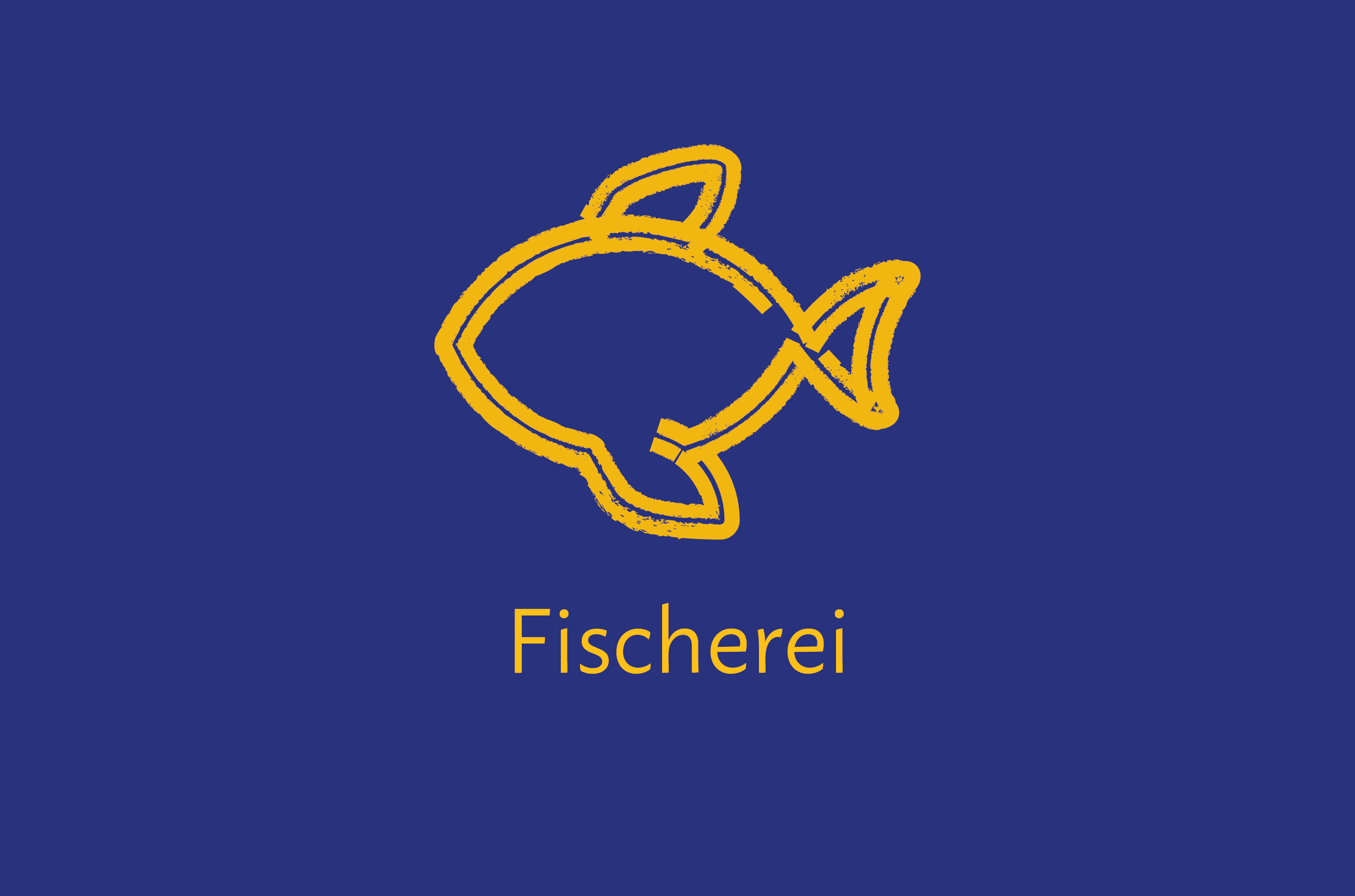Handlungsfeld Fischerei Fisch-Piktogramm. Text im Bild: „Fischerei“