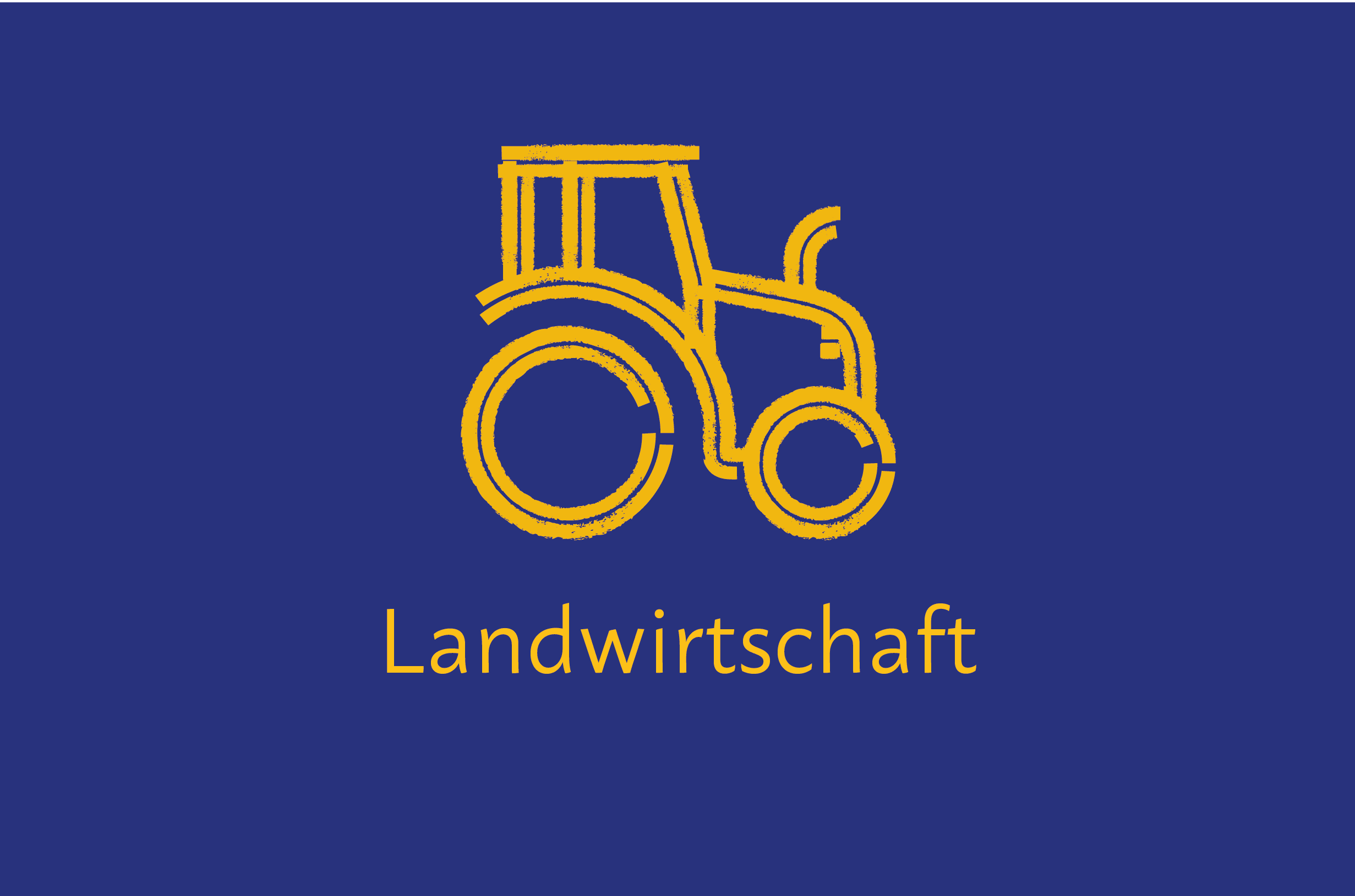 Handlungsfeld Landwirtschaft Traktor-Piktogramm. Text auf Bild: „Landwirtschaft“