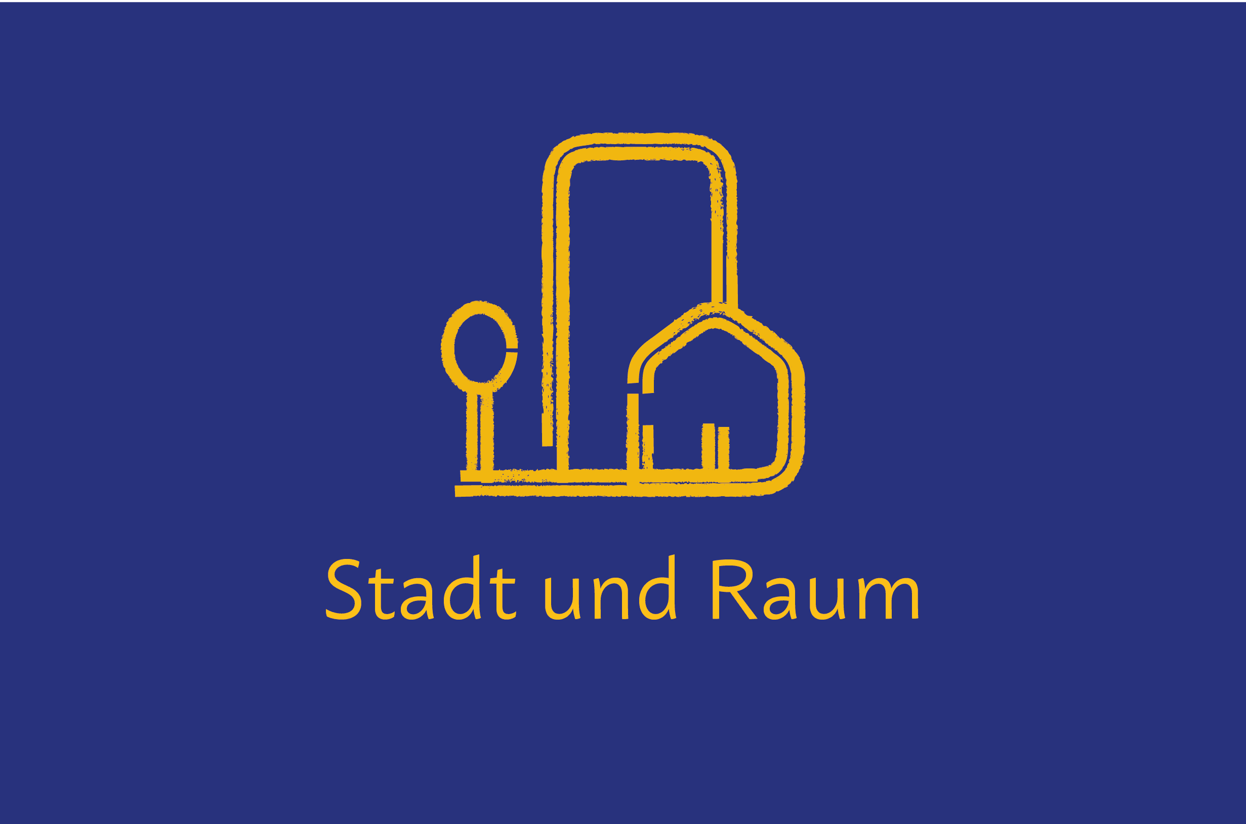 Handlungsfeld Stadt und Raum Piktogramm Skyline. Text im Bild: „Stadt und Raum“