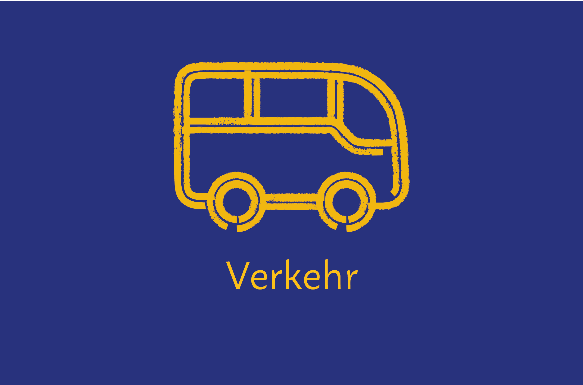 Handlungsfeld Verkehr Bus-Piktogramm. Text im Bild: „Verkehr“