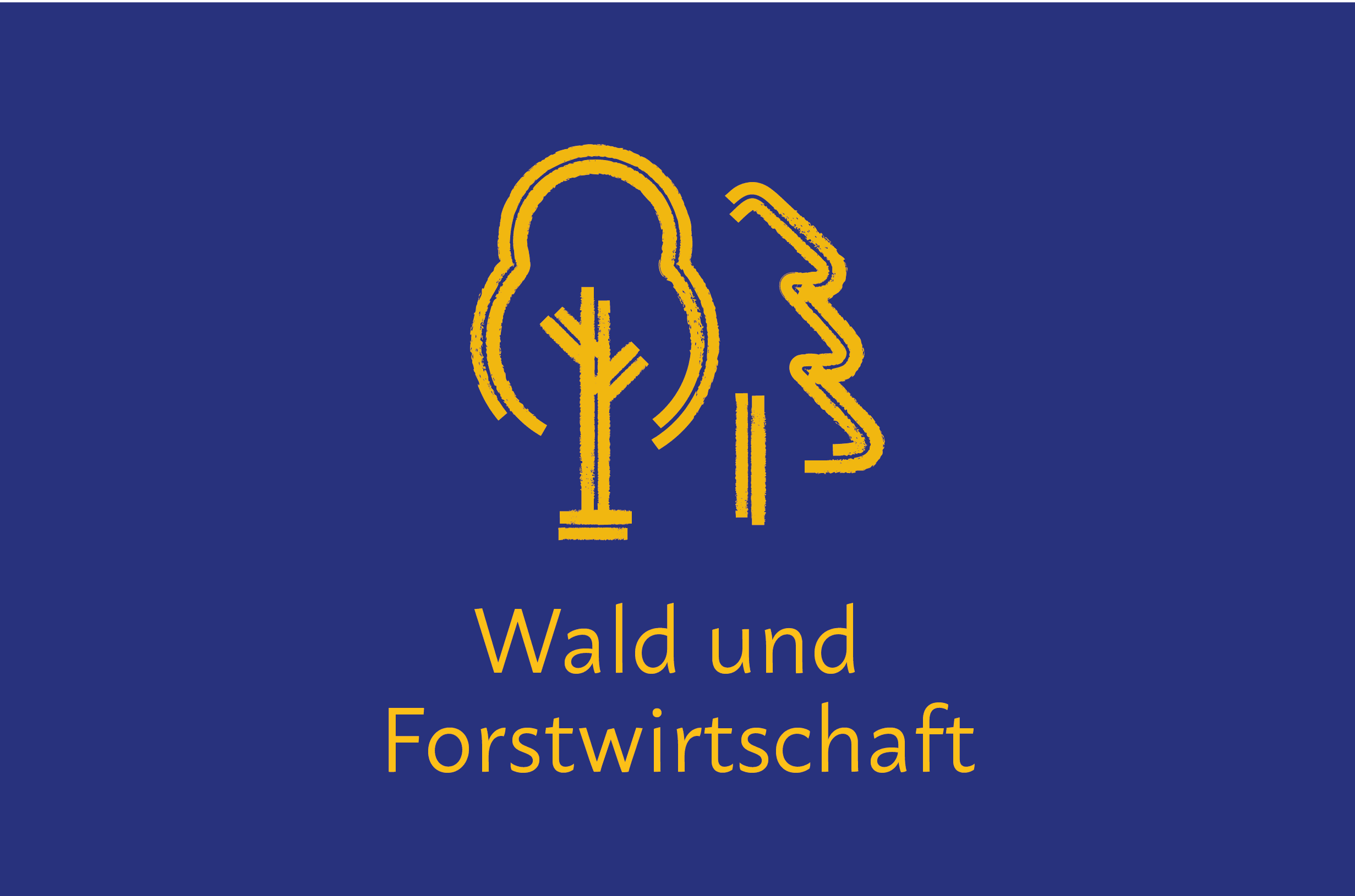 Handlungsfeld Wald und Forstwirtschaft Wald-Piktogramm. Text im Bild: „Wald und Forstwirtschaft“